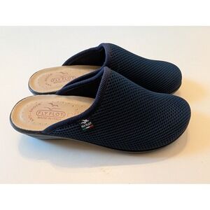 FLY FLOT Women Navy Blue Mesh Slip On Clogs Mules Comfort Made in Italy Size 38